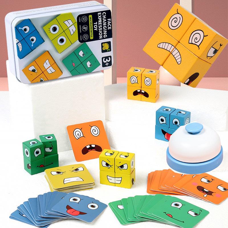 Smiley Face Magic Cube: Educational Building Blocks & Interactive Parent-Child Tabletop Game