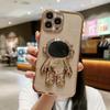Applicable to iPhone17Promax mobile phone case electroplating astronaut bracket 15 glitter cardboard Apple 16 protective case