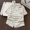 Pajamas Women's Summer Short-sleeved Shorts Cloud Cotton Cute Cartoon Sweet Loose Lapel Can Be Worn Outside Loungewear Set