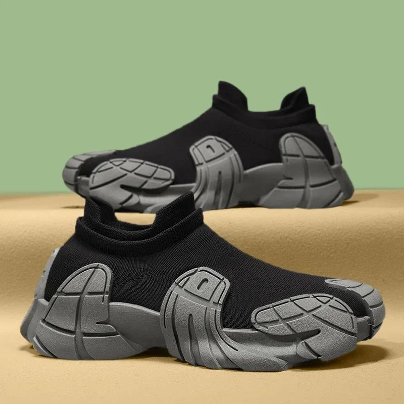 Men's Summer New Breathable Mesh Sports Shoes, Fashionable Thick Soled Lightweight Mesh Shoes, One Foot Soft Soled Casual Shoes