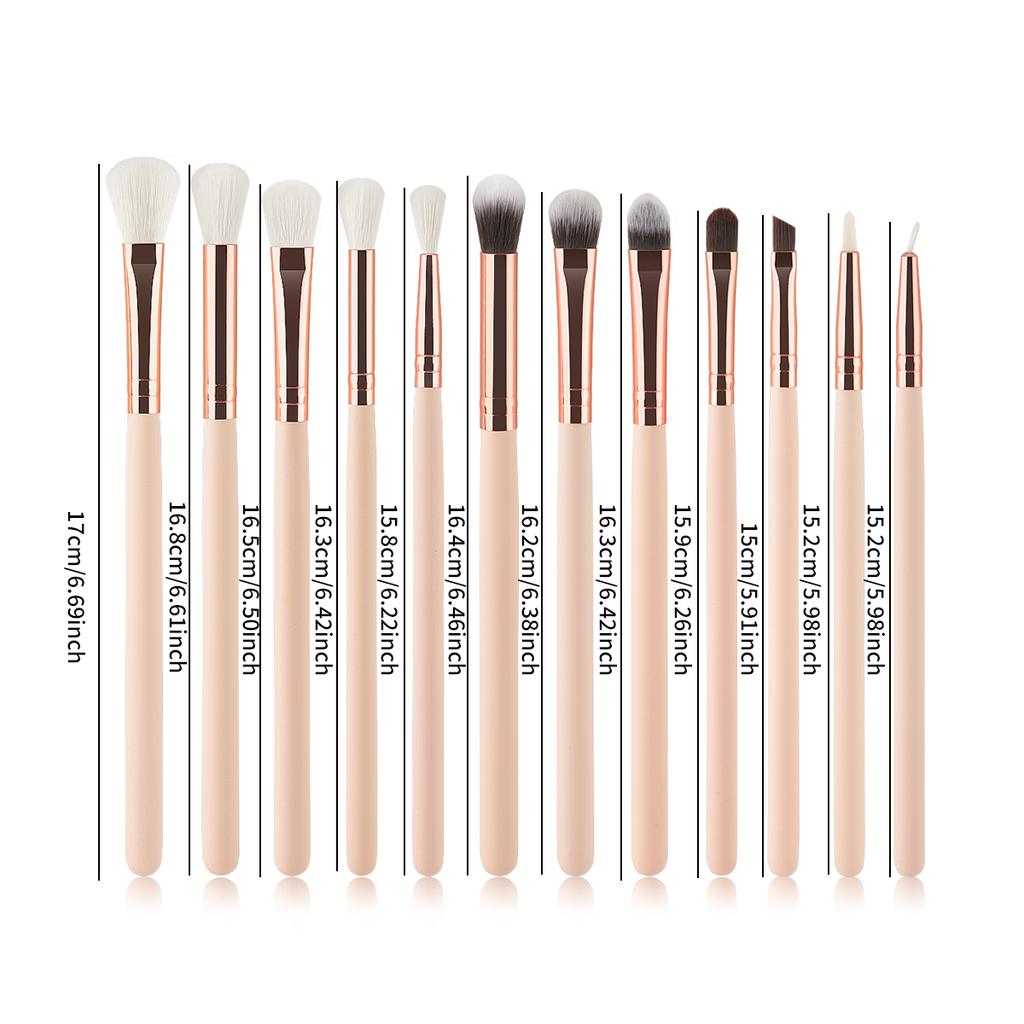 12PCS Professional Eyes Makeup Brushes Set Wood Handle Eyeshadow Eyebrow Eyeliner Makeup Brush