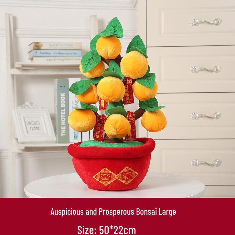 New Year Desktop Peach Blossom and Orange Tree Ornaments for Spring Festival Decor
