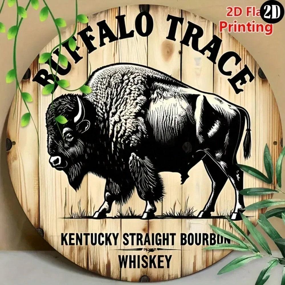Buffalo Trace Bourbon Vintage Metal Sign Rustic Waterproof Bar Cafe Garage Wall Decor 20x20cm(8x8inch)