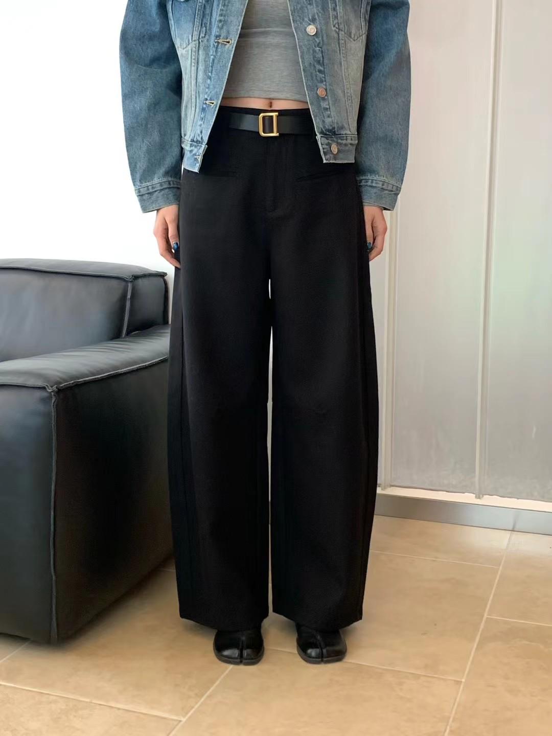 

Durable High Waist Slimming Wide-Leg Spring Pants for Women - Stylish & Practical Large чорний
