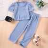 Girls Solid Color Suspenders Summer Suspenders Ruffles + Wide Leg Pants 2 Pieces Dress Set White Cute Elegant Baby Clothes