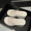 Fashion Women's Outdoor Slippers 2025 New Summer Slope Heel Beach Slippers Transparent Strap High Heel Thick Bottom Straight Sandals