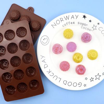 15 delik Çiçek Şekli Silikon Çikolata Kalıp Buz Küpü Tepsi DIY Fondan Kurabiye Fırında Tabak Jöle Puding Tatlı Bakeware