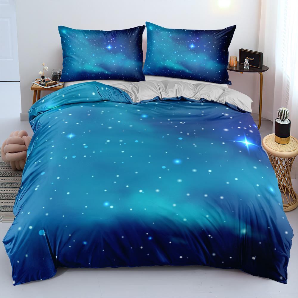Luxury Galaxy Dark Blue Bedding Set Twin Full Queen King Size Duvet Cover Set Shining Stars Starry Sky Kids Adults Comforter Set