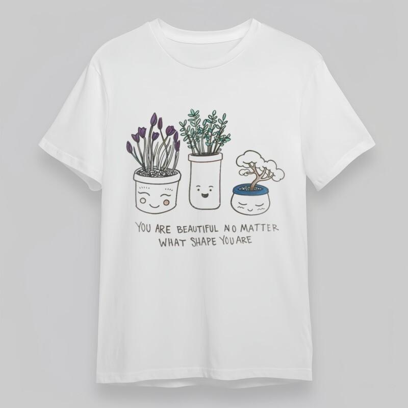 

Women s Soft Oversize T-Shirt You Are Beautiful Botanical Trio Print Cotton Tee 4XL
