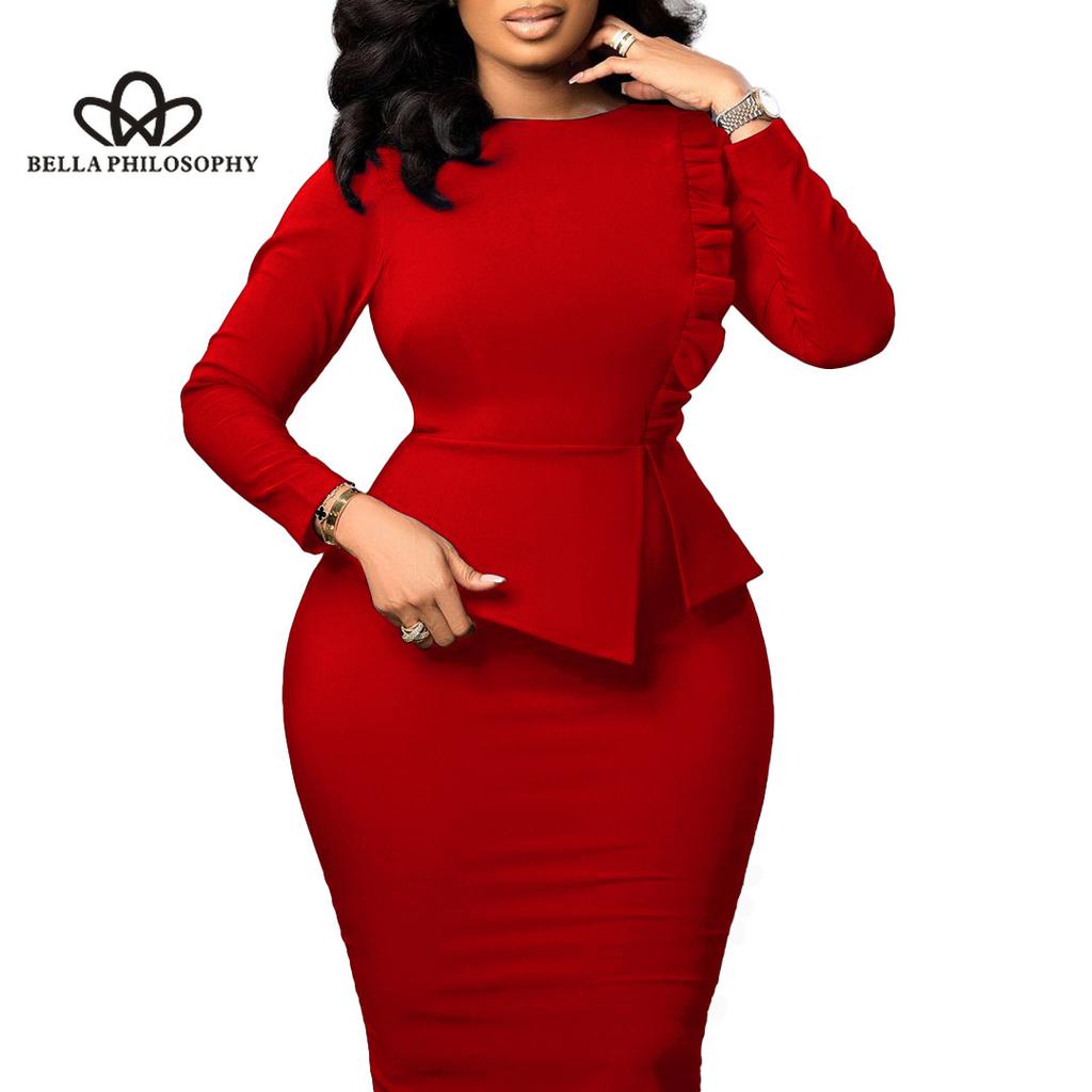 New Elegant Slim Pencil Skirt Fashion Hip Plus Size Dress Fashion Casual Woman Long Party Dress