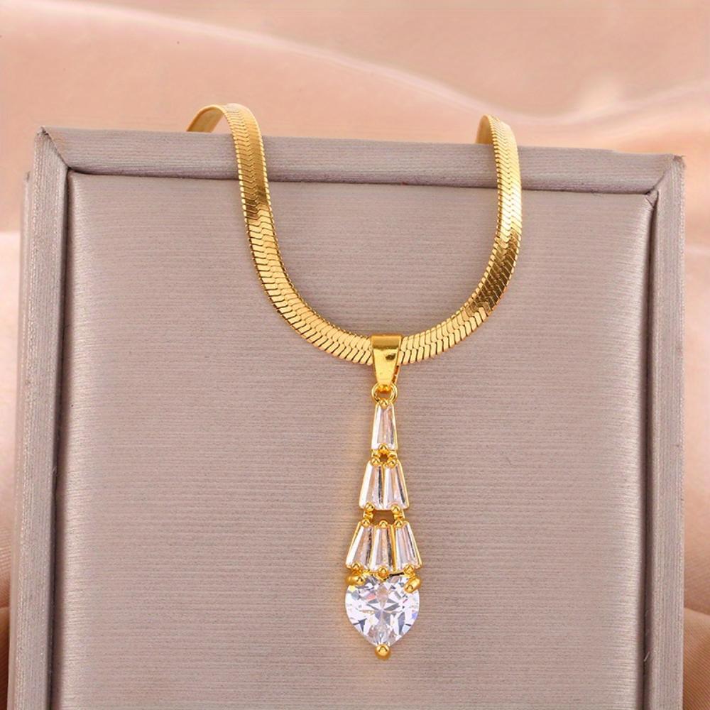 

Ожерелье с подвеской в виде трапециевидной капли воды в виде европейской и американской змеиной кости, изысканный нишевый дизайн золотой