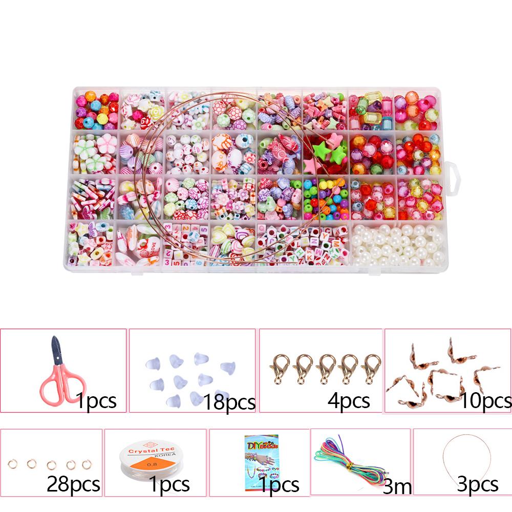 1Set Colorful Acrylic Loose Spacer Beads Crafts for DIY Cute Friendship Bracelet Necklace Jewelry Making Accessories Kits