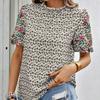 Summer New Embroidered Printed Loose Women's Shirts Short Sleeve Fashion Elegant Blouse Women Tops Stand Collar Slim Fit Shirt Female Clothing 26429