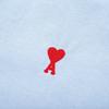 AMI Men's Classic Spring and Autumn Red Heart Embroidered Casual Cotton Solid Color Short Sleeve Shirt On the Chest