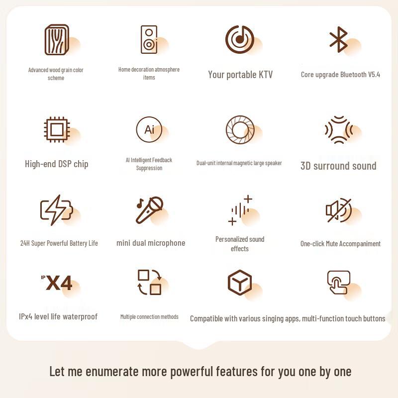 iKF M1 Retro Portable Bluetooth KTV Speaker with Microphone CN plug (adapter included)