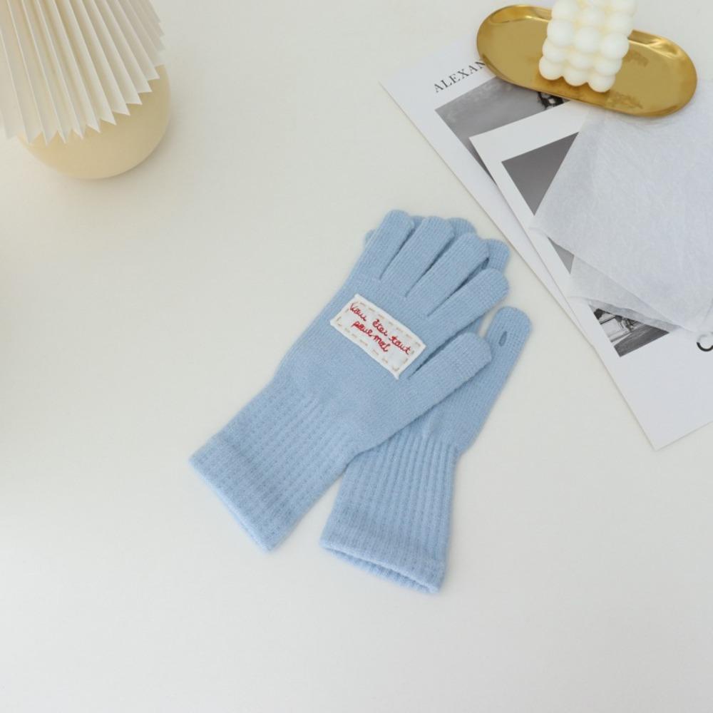 Acrylic Fibers Riding Split Finger Gloves Solid Color Women Gloves New Knitted Gloves