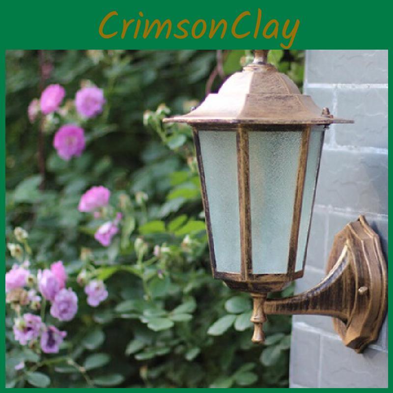 Retro Outdoor Hexagonal Wall Lamp With Copper Finish And Waterproof Led Technology