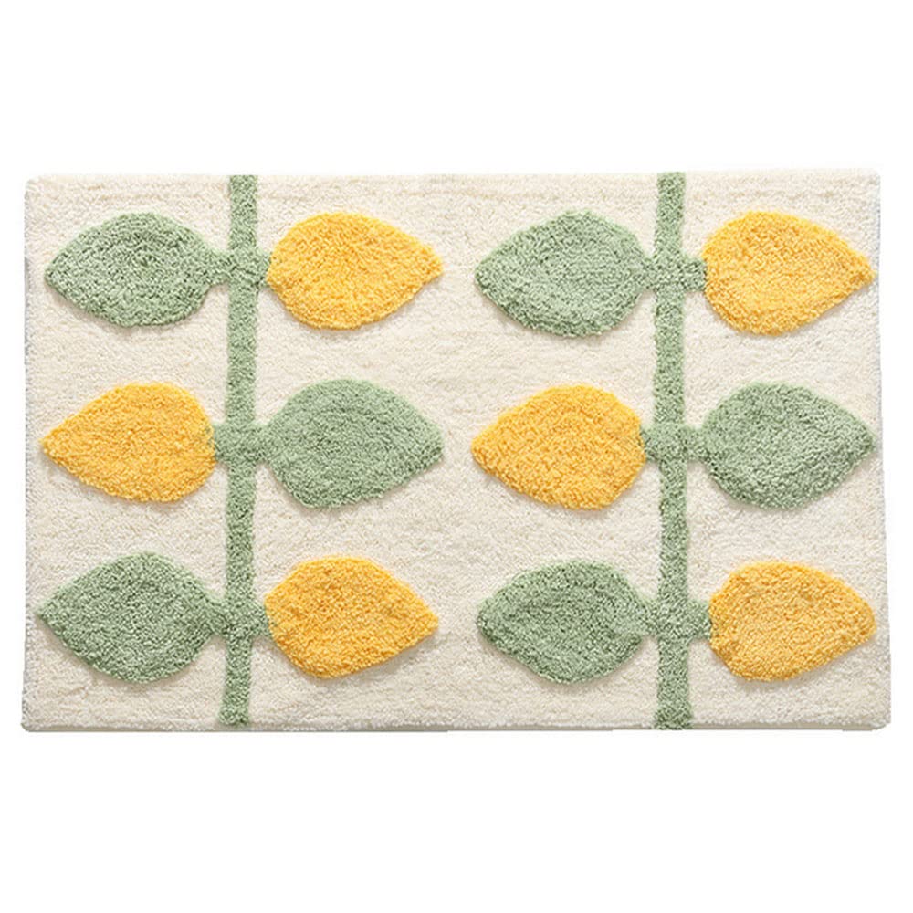 SYitong Entrance Mat, Indoor Door Mat, Bath Mat, Foot Mat, Green Leaf Design, for Hallways, Bathrooms, Commercial and Home Use, Fluffy, Soft, Mud Remo