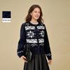 INMAN Fair Isle Snowflake Crewneck Cardigan Sweater