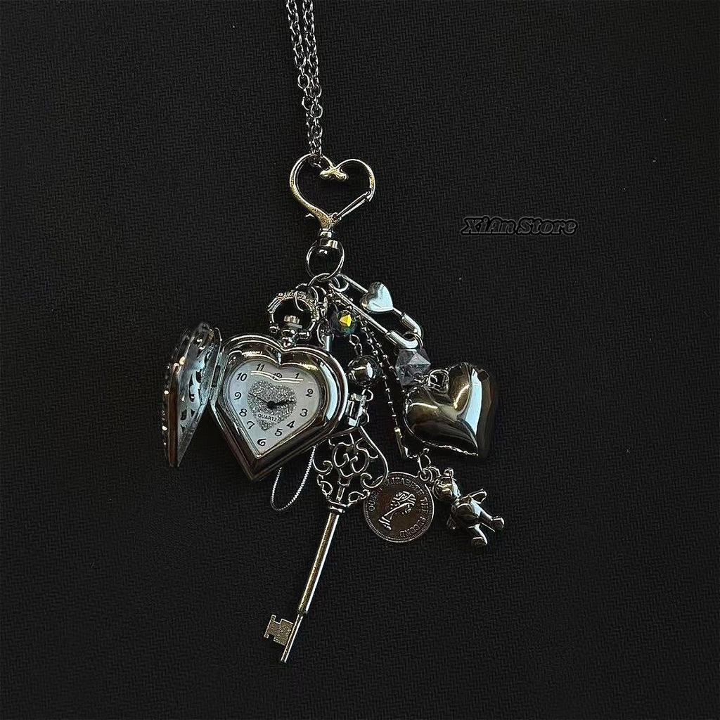 Chaîne de Montre à Gousset Creuse Design Steampunk Horloge Pendentif Collier Vintage Bijoux Montre Hommes Femmes Sac Cadeau Breloque