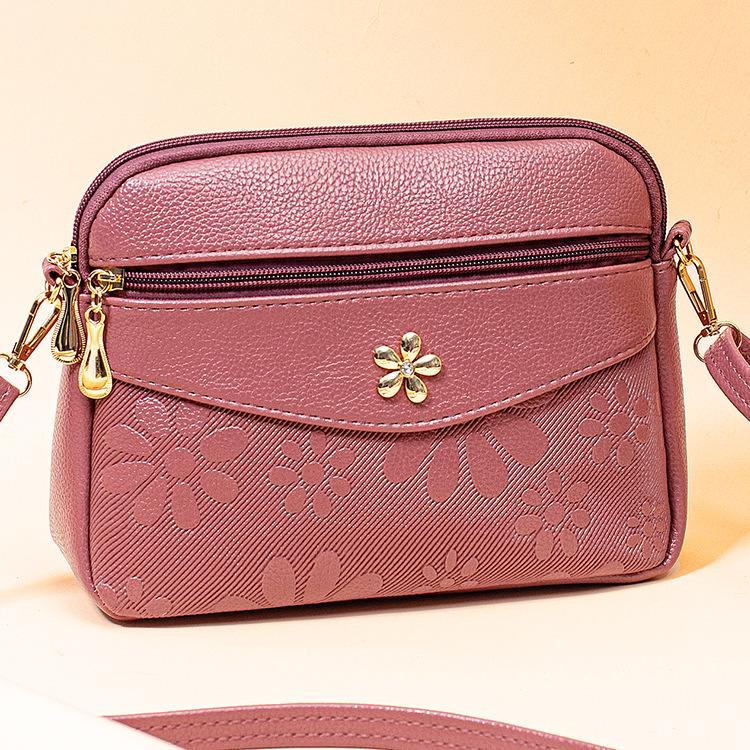 A Small Women's Handbag, A Middle-aged Lady's Single-shoulder Bag, A Fashionable Hand-held Retro Flower-patterned Coin Crossbody Bag