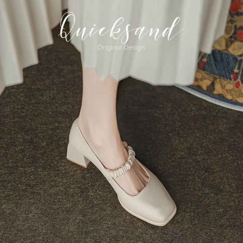 Single shoes women's versatile 2025 new summer French high school thick heel temperament Mary Jane women's shoes