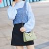 Crocodile Pattern Women's Small White Bag with Button and Chain