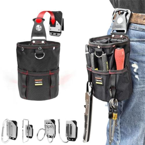 FFYGYNFDE Waist Bag, Nail Pouch, Spring-Locked Closure, Two-Tier Design, Tool Organizer with Detachable Tool Holder, Parts Storage, Tool Drop Preventi