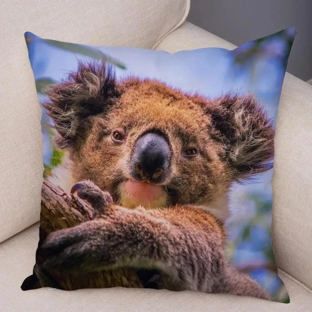 Cute Australian Koala Pillowcase Modern Home Bedroom Living Room Sofa Cushion Cover X Peach Skin Pillowcase