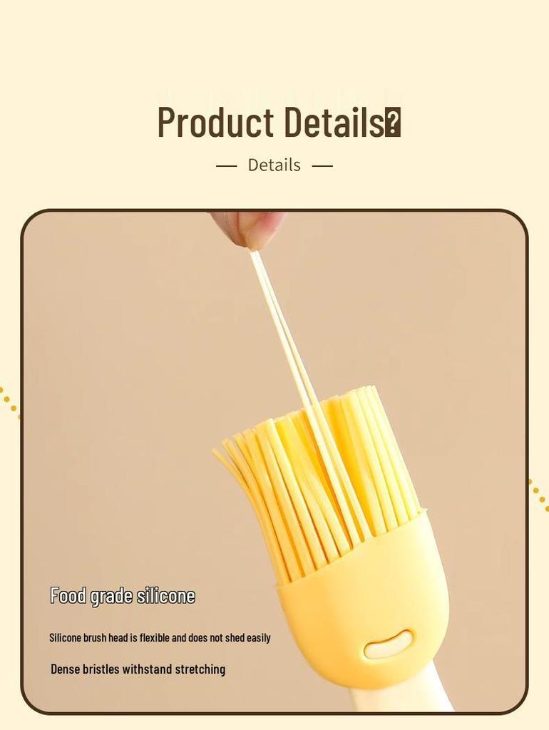 Silikonová olejová láhev se štětcem pro vaření při vysokých teplotách: Potravinářský, žáruvzdorný integrovaný štětec na palačinky, grilování a pečení.
