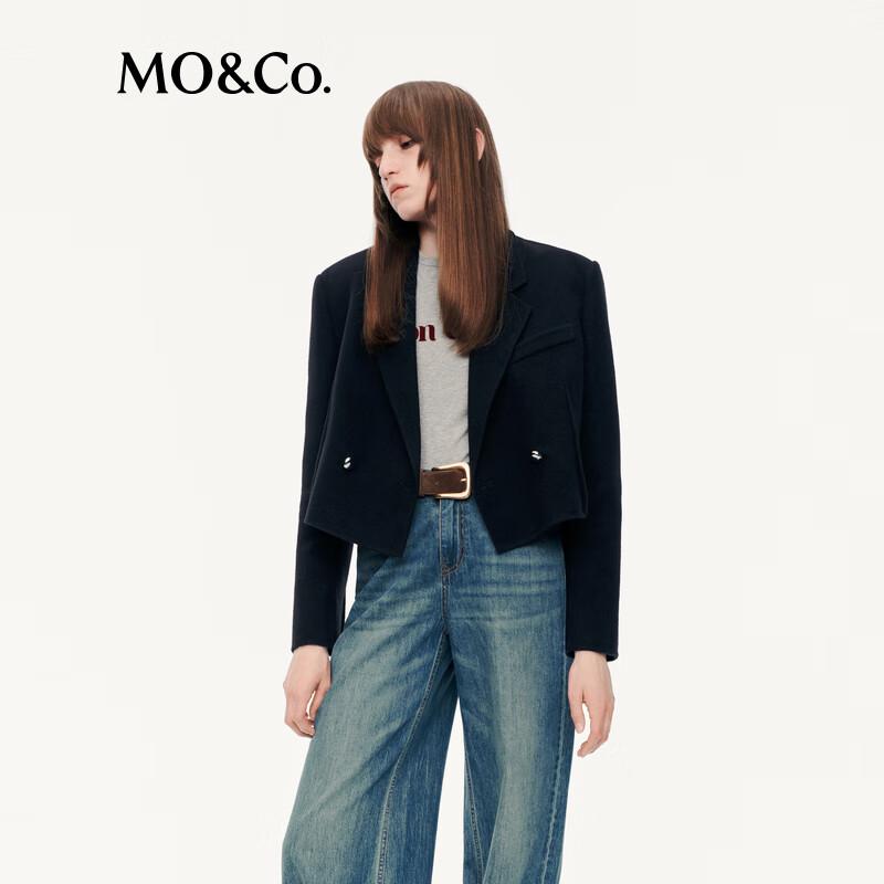 MO&Co. Women's 100% Wool Double-Breasted Blazer