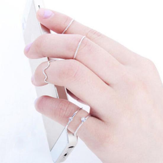 5Pcs/Set Band Ring Wave Stack Above Knuckle Midi Rings Lady Jewelry Charm