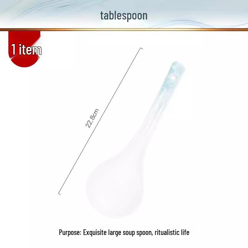 Tangshan Bone China Long Handle Soup Spoon - Ceramic Tableware Ladle Spoon