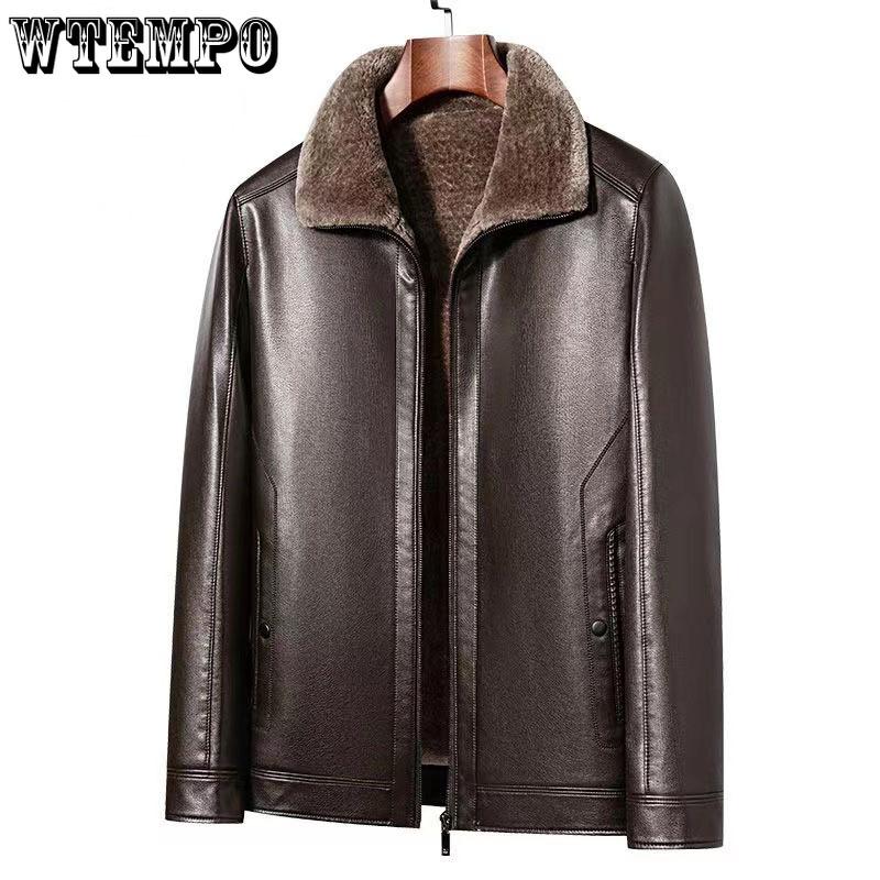 Autumn and Winter Fur As One Men's Leather Jacket Padded and Thickened Motorcycle Leather Jacket Fur Coat Male