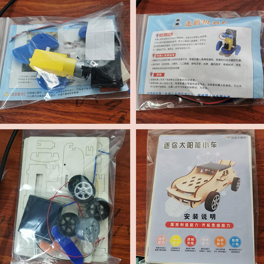 Wooden Diy Technology Car Handmade Small Crafted Solar Car Student Puzzle Assembly Kit Toy