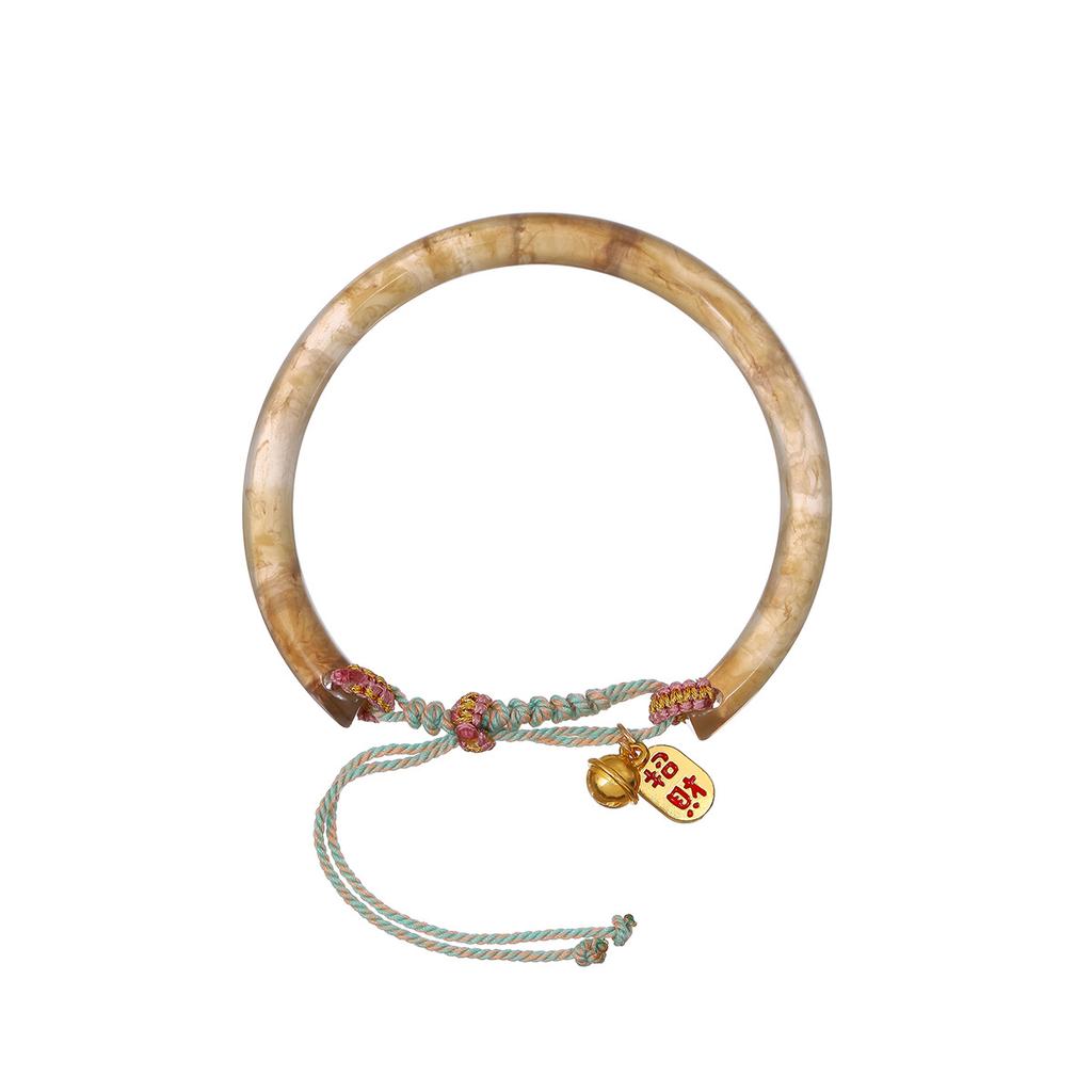 Lucky Bell Woven Rope Bracelet, Retro Guochao Adjustable Plain Circle Women'S Niche Design Jewelry