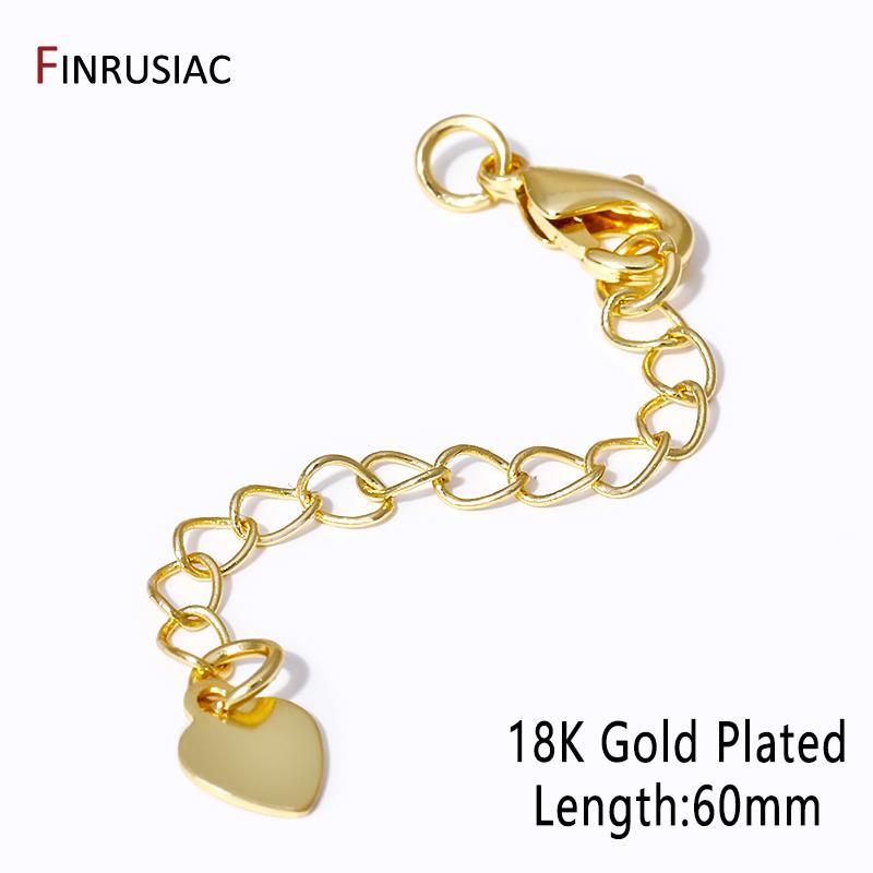 14/18K Gold Plated Brass Heart Tag Extension Chains Connectors For DIY Necklace Bracelet Jewelry Making Supplies Wholesale