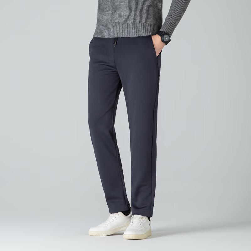 LangSha Men's Spring Autumn Elastic Loose Fit Straight Leg Casual Trousers