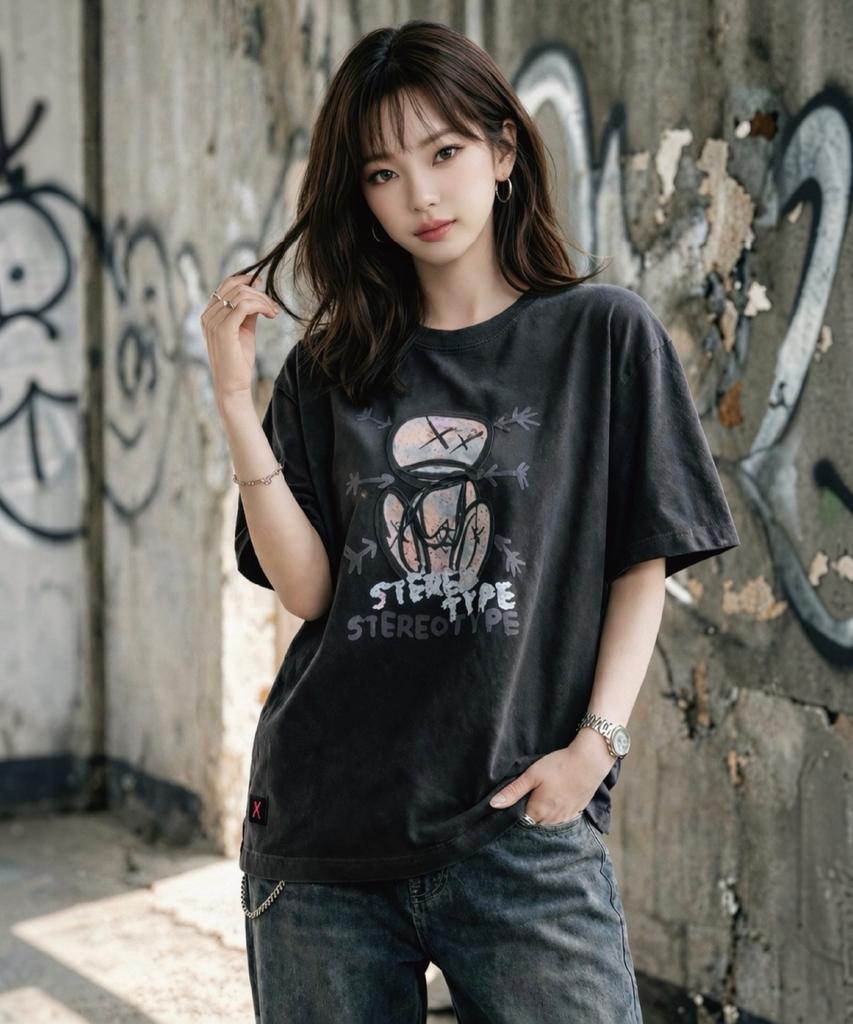 Suateu Stereotype Pigment Wash T-Shirt Charcoal
