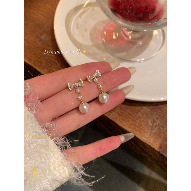 

Осень и Зима Жемчуг Женские Самые Продаваемые Уникальные Фантазийные Банты Pair of 925 silver needles