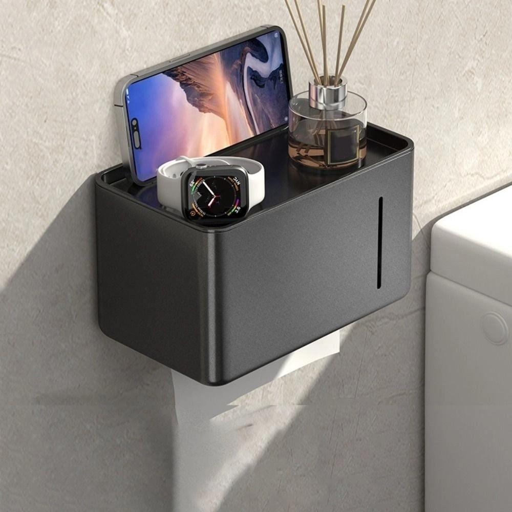 Waterproof Toilet Paper Holder Wall-Mounted Tissue Storage Case No Punching Roll Paper Box  Home