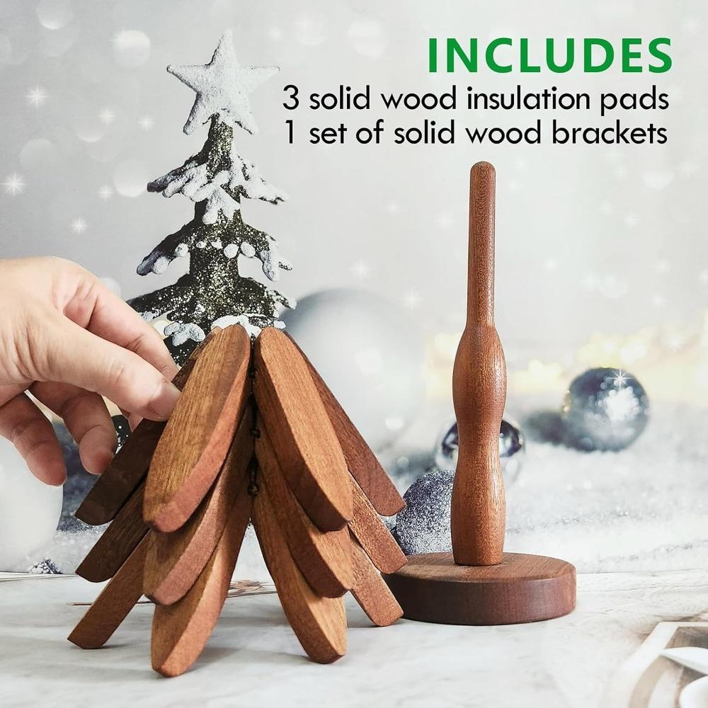 3PackTree Design Placemat Stand Wooden Tripod Decorative Scald-Resistant Heat Resistant Table Mats Coasters Table Top Protectors