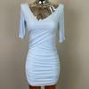 Gray Long-Sleeve Sexy Chest-Revealing Tight Hip Dress