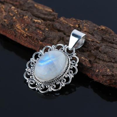 Moonstone Gemstone Silver Pendant, Solid 925 Sterling Silver, Birthstone Gift, Designer Pendant, Handmade Jewelry