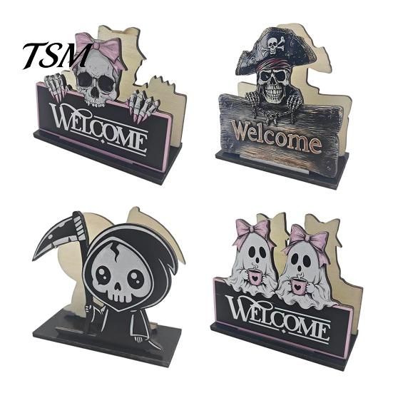 Cute Halloween Home Decor Wooden Napkin Holder, Pastel Pumpkin Ghost Black Cat Tabletop Tissue Dispenser, Functional Dispenser Waterproof Decorative