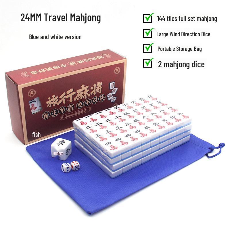Compact Melamine Carved Mahjong Set for Dorms & Travel Entertainment