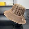 Extra fine straw hand crochet straw hat women's summer foldable sunscreen bucket hat summer travel visor