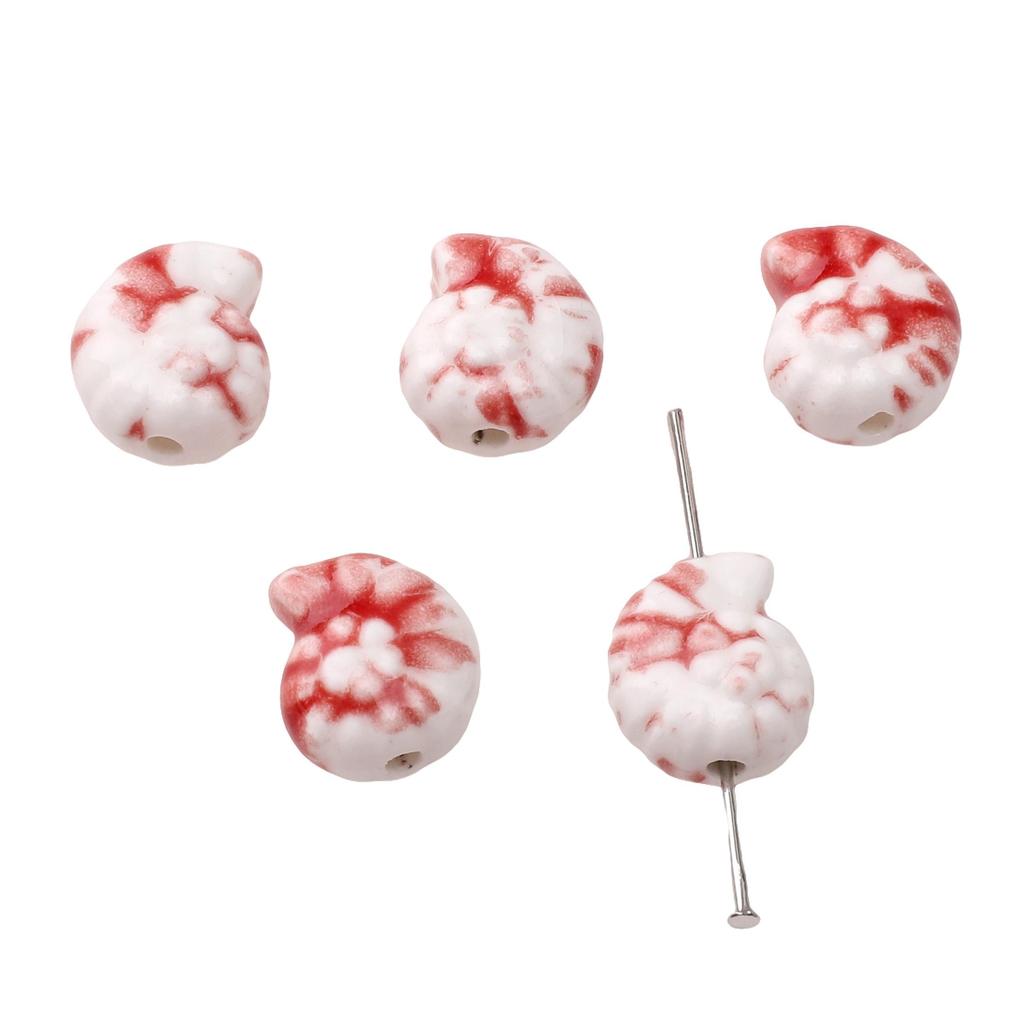 2Pcs Ceramic Ink Splashing Dyeing Beads Conch Whelk Sea Snail Charm For DIY Accessories Jewelry Making