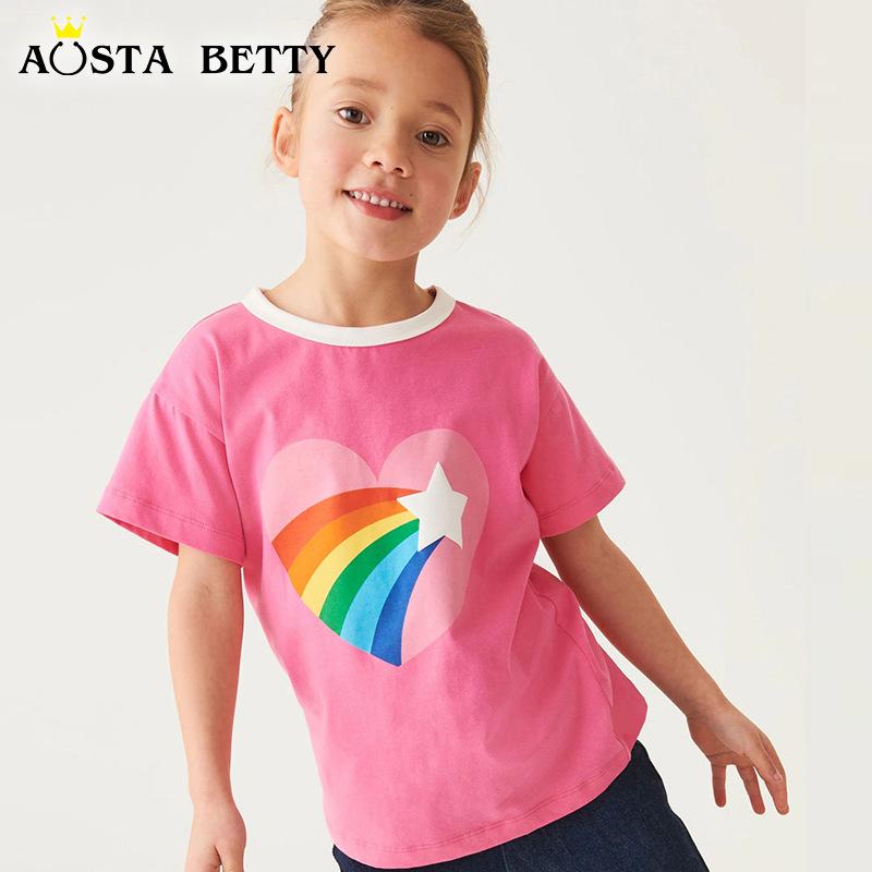 

Girls Rainbow Heart Short Sleeve Cotton T-Shirt 120cm