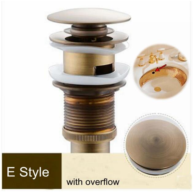 Bathroom Lavatory Basin Sink Pop Up Drain with Round Carved Cover  Brass with & Without Overflow Vanity Sink Waste Drainer